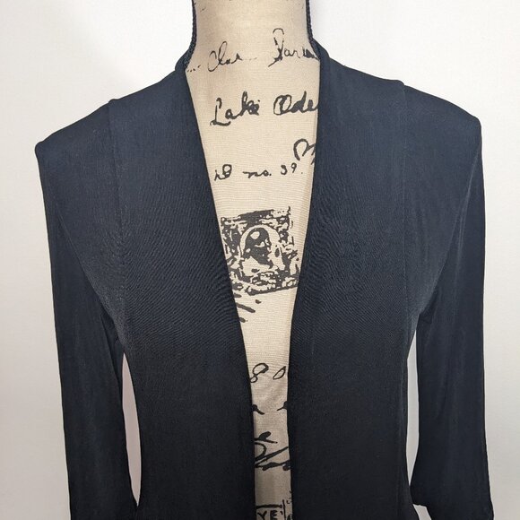 Chico's Travelers Black 3/4 Sleeve Open Slinky Knit Cardigan Sz 0 US S - Picture 2 of 12